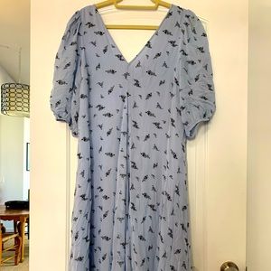 Ganni blue floral midi dress